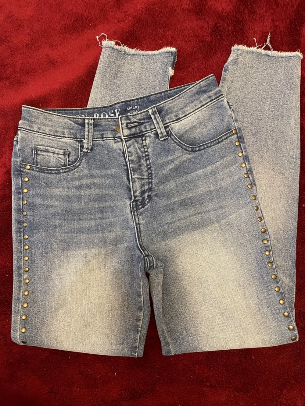 easel Light Blue Studded Skinny Jeans